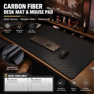 Waterproof Carbon Fiber Mouse Pad Non-slip PVC Desk Mat Gamer Accessories Computer Keyboard Pad