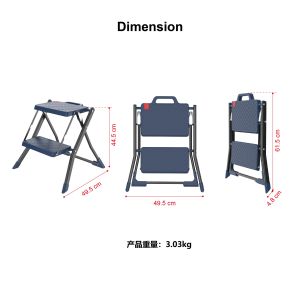 Locaupin Home Tool Step Stool Stepladders Lightweight White Folding Step Ladder With Handgrip Anti-Slip Sturdy Wide Pedal Steel