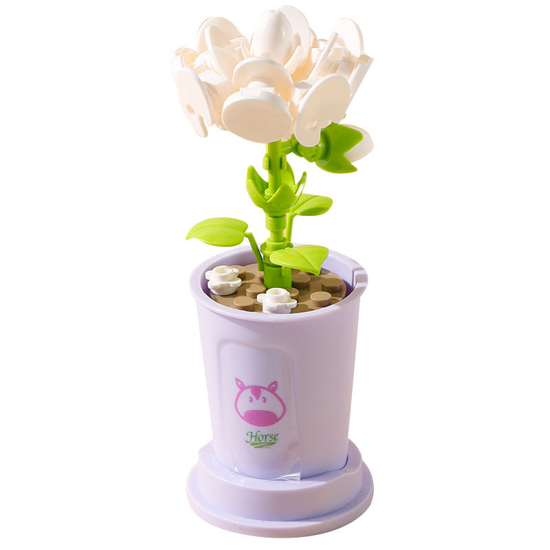 Mini Nano Flower Pot Building Blocks Set Model Table Decor Gift_voghion.com