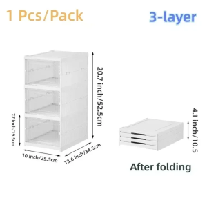Shoes Box Foldable Transparent Sneaker Shoe Storage Organizers Box Stackable Dustproof High-top Cabinet Shoe Rack Shelf