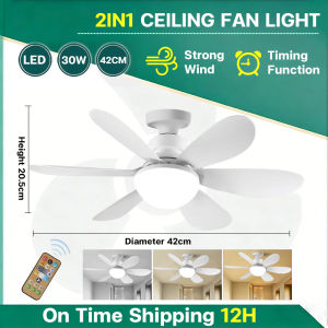 JUMBO E27 LED light ceiling fan with light and remote control 30W/40W bulb dimmable 6 fan blades
