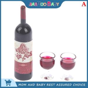 JiaShuo Baby Toy 3pcs set 1 12 Dollhouse Miniature Simulation Wine Bottle Wine Glass Model Toys
