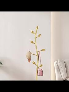Sacesr Standing Coat Racks Luxury Simple Clothes Hanger  Hooks Creative Tree‑Shaped Metal Coat Racks Living Room Furniture 3T7R1