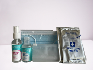 Safety Kit in Waterproof Zip-lock Pouch (4in1) - Sanitizers/Mask/Wipes