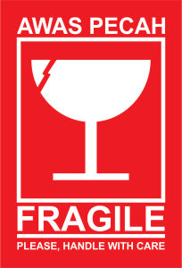Sticker 5x7 Jual per 100 Lembar FRAGILE RIGHT SIDE GLASS UMBRELLA FOOD Stiker Pengiriman