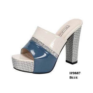 High Heels Gliters Chunky Platform Mules Fashion Korea H9887