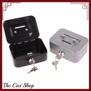 [The Cici Shop] Money Safe Box Mini Cash Box Metal Key Money Bank Small Security Lock Box Portable Sturdy Lockable Boxes