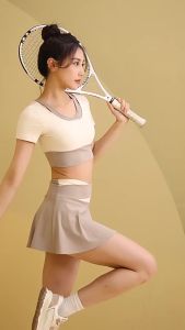 FUYOGI Yoga Skirts Quick Drying Anti-Exposure Shorts High Elastic Breathable Tennis Running Fitness