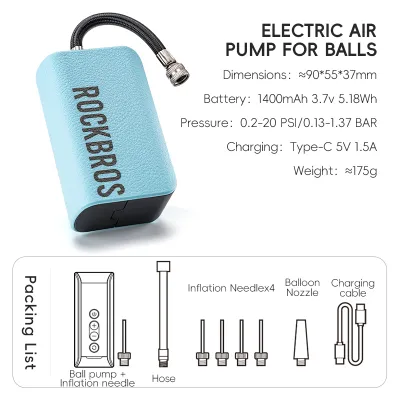Rockbros máy bơm không khí điện cho bóng cài sẵn xách tay Bóng Mini Inflator Trọng lượng nhẹ Loại-C Sạc Bóng Rổ Bóng Đá bơm