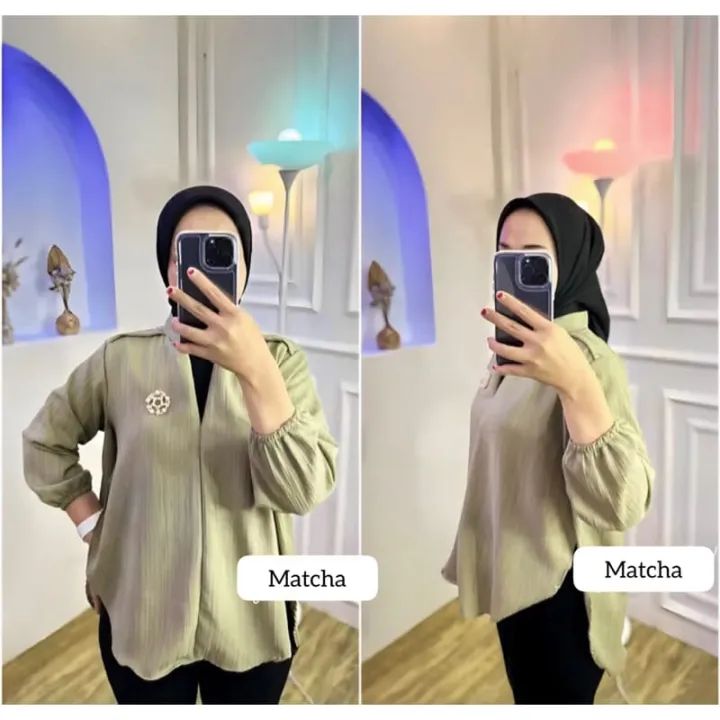 Atasan%20Wanita%20Blouse%20Semi%20Outer%20Vneck%20Style%20Kekinian%20-%20Image%204