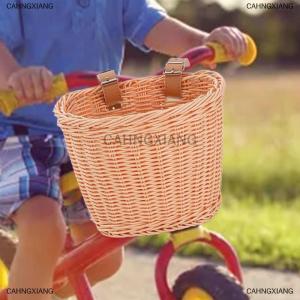 [COD] CAHNGXIANG Bicycle Basket Rattan Woven Bike Storage Front Handlebar Basket Removable Waterproof Bicycle Pannier Basket Kid Bike Carrier Bag