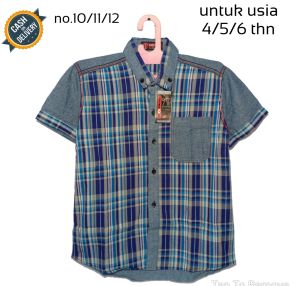 Kemeja Lengan Pendek Anak Laki Laki Bermotif Polos Kotak Kotak Murah Umur 1 2 3 4 Tahun-TOKOUMMI15021624