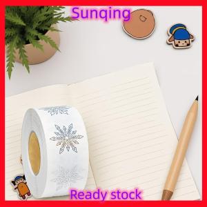 SQ Stationery [Flash Sale] 500 Sheets roll Transparent Snowflakes Stickers Christmas Tags Stickers For Kids Gift Baking Package Envelope Decor Stationery