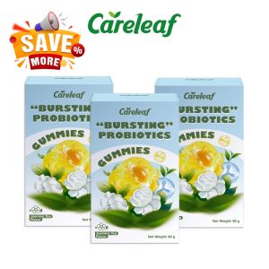 [6 Boxes Only RM99.9] CareLeaf HALAL Approved Bursting Probiotic Gummies Jasmine Flavor 18pcs  Gut Health Support Fresh Breath Juicy Burst Gummies