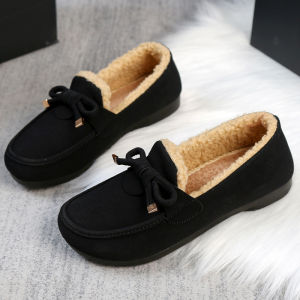 [Free Shipping] WomenS Cotton Shoes 2026 Autumn And Winter WomenS Plush-Lined Warm Casual Shoes Flat Slip-On Loafers Trendy WomenS Casual Shoes