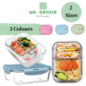 2 Grids/3 Grids heat-resistant glass rectangular fresh-keeping box/bento box 耐热玻璃长方形保鲜盒/便当盒