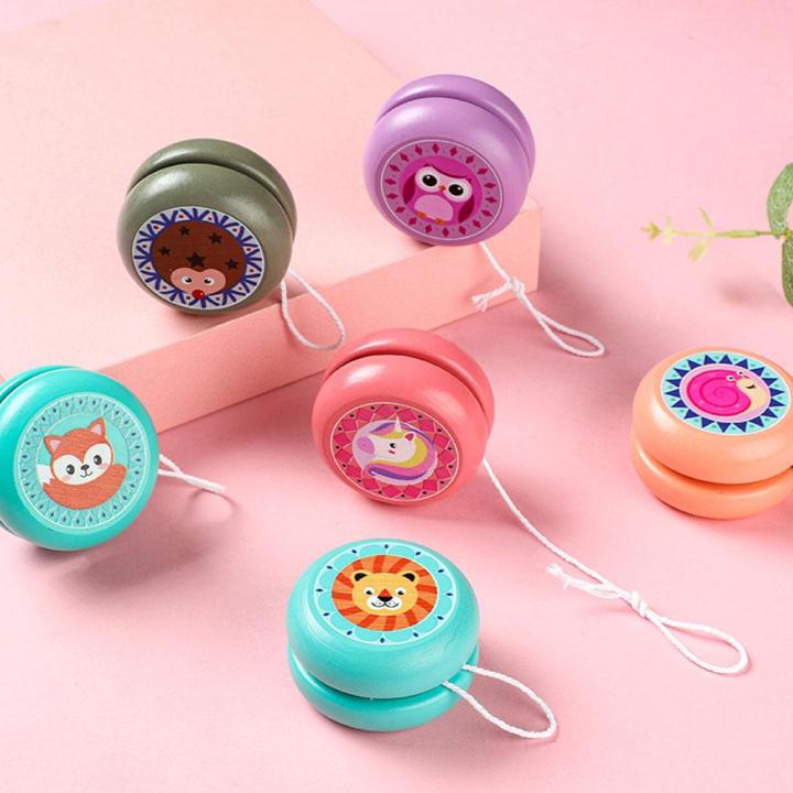 Cute Animal Print Wooden Yoyo Toys Toy Kids YoYo Creative Wooden Yo Yo