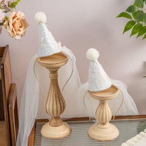 LONGB Ngọt ngào Mũ sinh nhật Ren xếp ly Vải lưới Mũ sinh nhật công chúa Chất lượng cao Dây buộc tóc dự tiệc Tiệc dành cho trẻ em