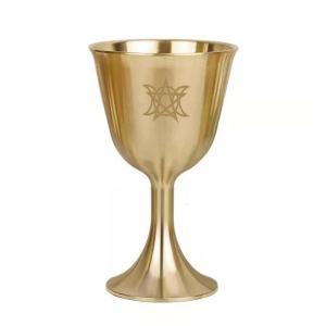 Ritual Cup Triple Moon Altar Goblet Ceremony Divination Astrological Tool Altar Chalic Prop Wi cca Goldplating Brass
