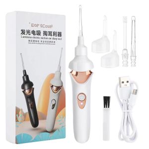 USB Charging Electric Ear Cleaner Painless Safety LED Lights Cleaner Earwax Artifact Cleaning Tool with 4 Removable Spoon Head Suitable for Babies Adults