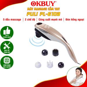 Máy massage cầm tay máy massage con cá máy đấm lưng Puli PL-610B - Tay cầm dài matxa được lưng cổ vai gáy 5 đầu matxa thay đổi| OKBUY