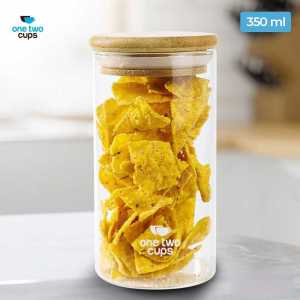 Toples Kaca Bening Penyimpanan Makanan Kedap Udara | Toples wadah tempat penyimpanan biji kopi bumbu dapur kue kripik snack murah serbaguna desain minimalis | One Two Cups - GH1270