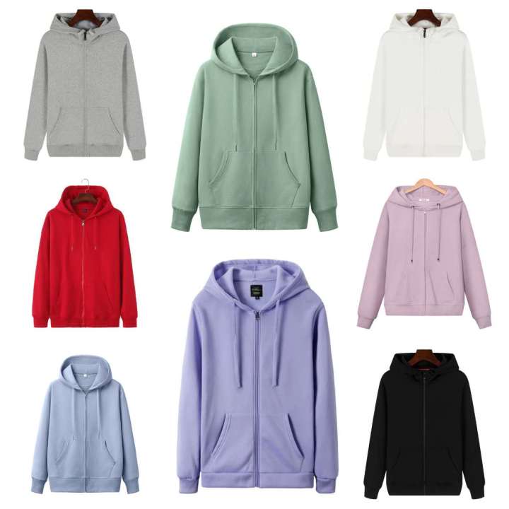 Unisex Hooded Jacket cotton Plain Jacket with Zipper 12color Lazada PH