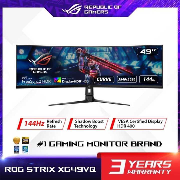 Rog Strix Xg49vq Super Ultra Wide Hdr Gaming Monitor 49 Inch Curved Va 144hz Lazada 7930