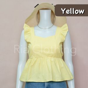 THEA Sleeveless Ruffles Linen Peplum Casual Tank Top Korean BKK Trendy Women Fashion Ria Clothing
