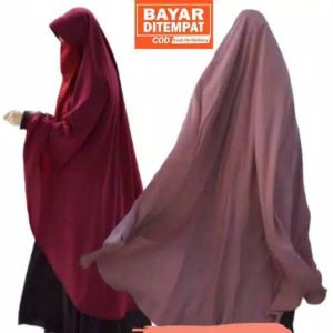(Gratis Cadar) Khimar Extra Super Bulat Jumbo Pet Antem XXXL Free Cadar Tali Sebetis Syari Marwah Indonesia Wolfis Hijab Jilbab Instan Kerudung Murah Terbaru Kekinian