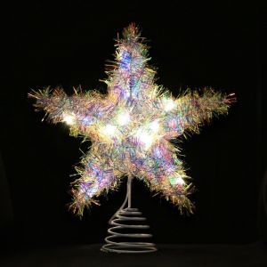 UNMEGONI 3D Glitter Star Christmas Trees Topper Hollow Iron Glowing Tree Topper Party Decoration Xmas Tree Ornament