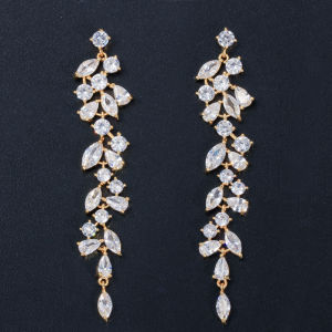 SEQUITO Sparkling Rose Gold Silver Color Pave Setting Hight Quality AAA Cubic Zircon Big Evening Party Super Long Drop Dangle Crystal Women Earrings SE774