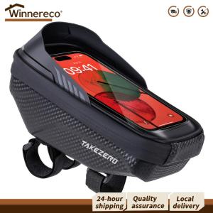 [Winnereco Flagship Mall]1L Bike Top Tube Bag Waterproof Bike โทรศัพท์ Mount Bag รองรับหน้าจอสัมผัสหน้าจอจักรยานด้านบนถุงอุปกรณ์จักรยานถนน