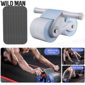 Silent Fitness AB Roller Automatic Rebound Anti Slip Abdominal Wheel Roller with Kneeling Pad Gym Arm Waist Leg Stretch Muscle Exercise