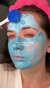 KOEC Blue pore cleansing mud mask Zero Pore Blackhead removal mask with brush