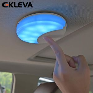 EKLEVA Auto Car Ceiling Roof Lights Portable Dual-color Reading Light Lamp Fixture with Universal USB Rechargeable Wireless LEDs Car Dome Ceiling Lamp for Interior and Exterior of Car Boat Trailer MotorhomeTruck