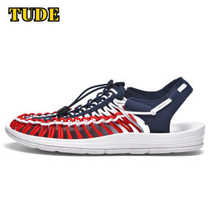 TUDE 2024 รองเท้าแตะสำหรับผู้ชายกีฬากลางแจ้งรองเท้าป้องกันเท้าเดินป่ากีฬารองเท้าแตะรองเท้าลุยหนังรองเท้าชายหาด