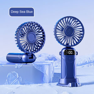 【SG Stock】HWI Fan Purple Portable Handheld Fan kipas mini electric fan Travel 6-blade High-speed Turbo small cooling quiet Jet Fans 5200mAh LED mirror with light + makeup mirror Cute Gift for Girls