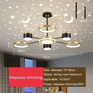 Romantic Starry Modern Ceiling Light  Fixture 6 12 Lights Creative Home Interior Stepless Chandelier