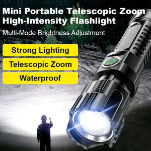 Mini Portable Zoomable Strong Light Flashlight for All Seasons Outdoor Sports Enthusiasts Adults Night Fishing Camping Waterproof Durable Longlasting Brightness