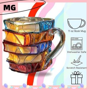 【Magical House】 [ New Hot Fashion] Sơn Cuốn Sách Cốc 11Oz Mới Lạ 3D Sơn Sách Cà Phê Cốc Độc Đáo Đầy Màu Sắc Nhựa Sách Ngăn Xếp Cốc Cà Phê Bộ Sưu Tập Quà Tặng