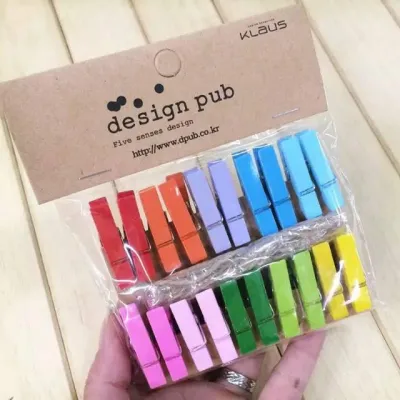 WOODEN CLIP WARNA 1 SET ISI 20 PCS + TALI 35M / PENJEPIT FOTO / PENJEPIT HIASAN DINDING