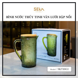 Bình Thủy Tinh Seka Cao Cấp Vân Lưới Dập Nổi SKT10G1 Dung Tích 1L - Bình Đựng Nước Cao Cấp Sang Trọng | Sanhangre