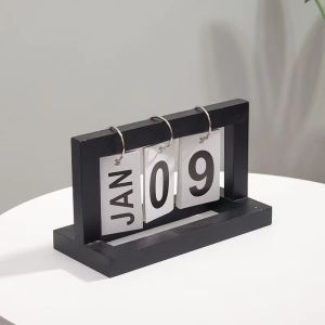 Wooden Desk Calendar Vintage Wood Flip Calendar Home Office Desktop Office Decor Calendar