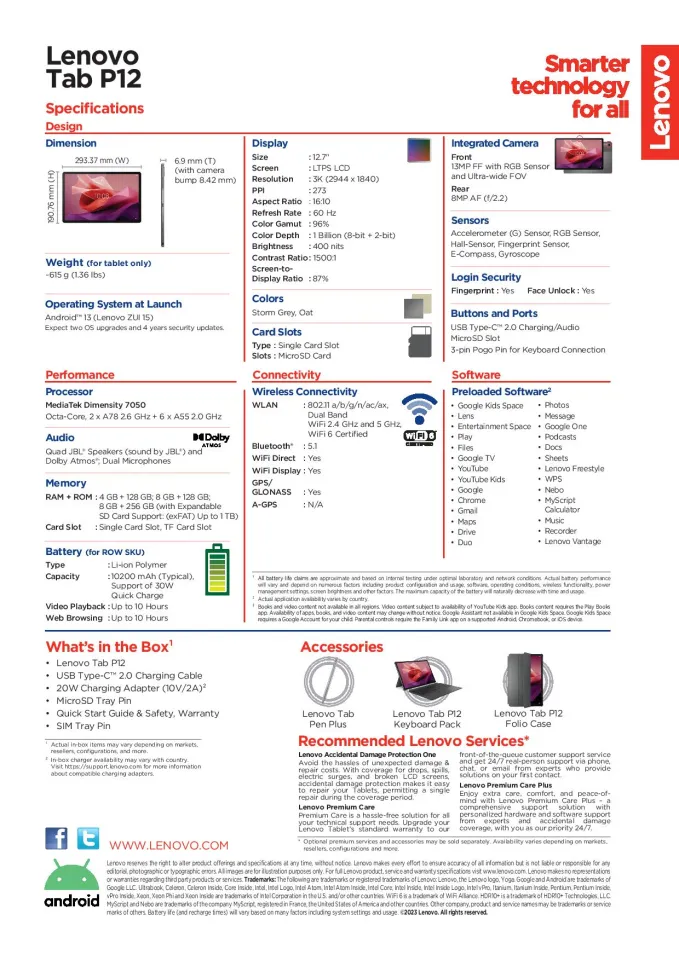 Lenovo Tab P12 | ZACH0171SG | 12.7