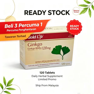 Gold Life Ginkgo Biloba 120mg120Tablets Standardized GBE Daily Body Circulation Wellness Supplement