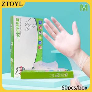 ZTOYL 60 cái hộp Cao Su Miễn Phí Găng Tay TPE Găng Tay Dùng Một Lần Trong Suốt Không Trượt Axit Làm Việc An Toàn Thực Phẩm Cấp Hộ Gia Đình Làm Sạch Găng Tay