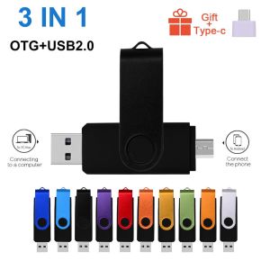 ♥【Readystock】 + FREE+ COD ♥New OTG 3 In 1 SmartPhone Tablet PC Dual Use OTG 2.0 Flash Drive 64GB 32GB 16GB 8GB 4GB Pen Drive Memory Stick (10pcs Free Logo)