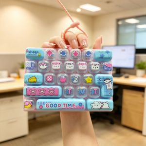 SQMETR Treo Đồ chơi bàn phím cơ 26 Phím Đồ chơi quà tặng dây túi xách Dễ thương Trong suốt Đồ chơi móc khóa bàn phím dây trang trí túi xách