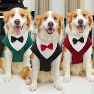 GORGE Bowtie Design Dog Tuxedo Blazer Vest Formal Style Dog Sweater Large Dogs Winter Warm Pet Suit Wedding Event